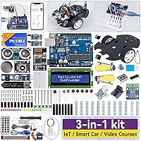 SUNFOUNDER Ultimate Starter Kit Compatible with Arduino UNO IDE Scratch, 3 in 1 IoT/Smart Car/Basic Kit with Online Tutorials, 192 Items, 87 Projects, Suitable for Age 8+ beginners