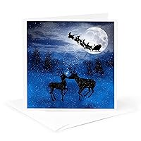 Christmas Reindeer Kissing in Snow with Winter Moon - Greeting Card, 6 x 6 inches, single (gc_79414_5)