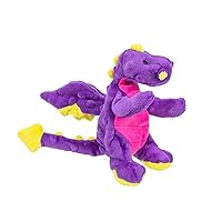 goDog Bubble Plush Dragons Squeaky Dog Toy, Chew Guard Technology - Purple, Small