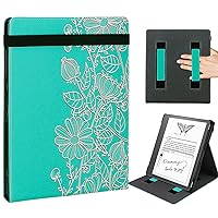 WALNEW Flip Case for 10.2-inch Kindle Scribe 2022 Released, Two Hand Straps and Vertical Multi-Viewing Stand Cover with Auto Wake/Sleep for 10.2” Amazon Kindle Scribe E-Reader (Mandala)
