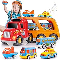 Carrier Truck Toddler Toys Car: Toys for 2 3 4 Year Old Boy 5 in 1 Transport Toys for Kids Age 2-3 2-4 | 18 Months 2 Year Old Boy Girl Birthday Gifts