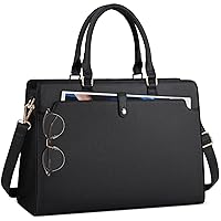 Laptop Bag for Women 15.6 Inch Laptop Tote Bag Leather Work Bag Waterproof Briefcase Business Office Computer Bag Large Capacity Handbag Shoulder Bag Black