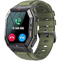 Military Watch Smartwatch Men's Watch with Phone Function 1.85 Inch IP68 Waterproof Sports Watches Outdoor Tactical Watch Military Smartwatches Black Fitness Watch with Blood Pressure Measurement