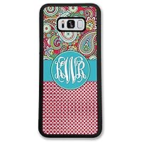 Samsung Galaxy S8 Plus, Phone Case Compatible with Samsung Galaxy S8+ [6.2 inch] Paisley Red Lattice Quatrefoil Monogram Monogrammed Personalized S8P62