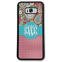 Galaxy S10 Plus, Phone Case Compatible Samsung Galaxy S10 Plus 6.4 inch Paisley Red Lattice Quatrefoil Monogram Monogrammed Personalized S1064