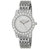 Badgley Mischka Women's Genuine Crystal Accented Silver-Tone Watch, BA/1419PVSV
