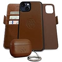 Dreem Bundle: Fibonacci Wallet-Case for iPhone 13 with Om for Apple AirPods Pro 2 Case [Chocolate]