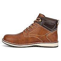 X RAY Footwear Ricky Boy’s Fashion Classic Lace Up Combat Faux Leather High-Top Chukka Boots w/Pull Tab, Round Toe, Block Heel Platform, Thermoplastic Rubber Outsole.