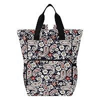 Paisley Flower Boho Diaper Bag Backpack for Baby Girl Boy Large Capacity Baby Changing Totes with Three Pockets Multifunction Maternity Travel Bag for Shopping Travelling