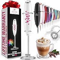Zulay Powerful Milk Frother Handheld Foam Maker for Lattes - Whisk Drink Mixer for Coffee, Mini Foamer for Cappuccino, Frappe, Matcha, Hot Chocolate by Milk Boss (Hearts)