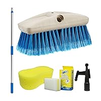 Boaters Combo Set - Boat Brush, Boat Hook, Telescoping Handle, Boat Scuff Eraser 2 Pack & Giant Sponge