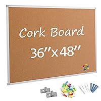 Board2by Bulletin Board 36 x 48, Silver Aluminium Framed 4x3 Large Wall Mounted Cork Office Notice Pin Board