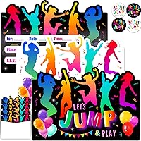 36pcs Birthday Invitations for Boys Girls Kids Bounce House or Jumping Party Invitations Trampoline Jump Birthday Party Invite Supplies Favors, 36 Cards with 36 Envelopes and Stickers