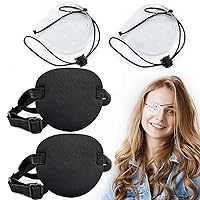 2Pcs Eye Patches and 2Pcs Plastic Eye Shield for Adults and Kids, Adjustable Amblyopia Lazy Eye Patches for Eye Protection Eye Surgery Covering Breathable