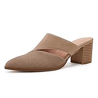 Syktkmx Women's Cutout Backless Mules Slip On Closed Toe Chunky Stacked Heeled Sandals