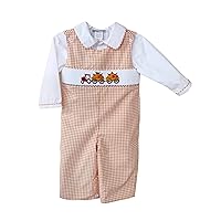 Carouselwear Thanksgiving Pumpkins Boy's Smocked Longall Fall Autumn Outfit