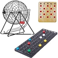 MR CHIPS Bingo Cage and Balls Set Plus 25 Jam Proof Shutter Slide Bingo Cards