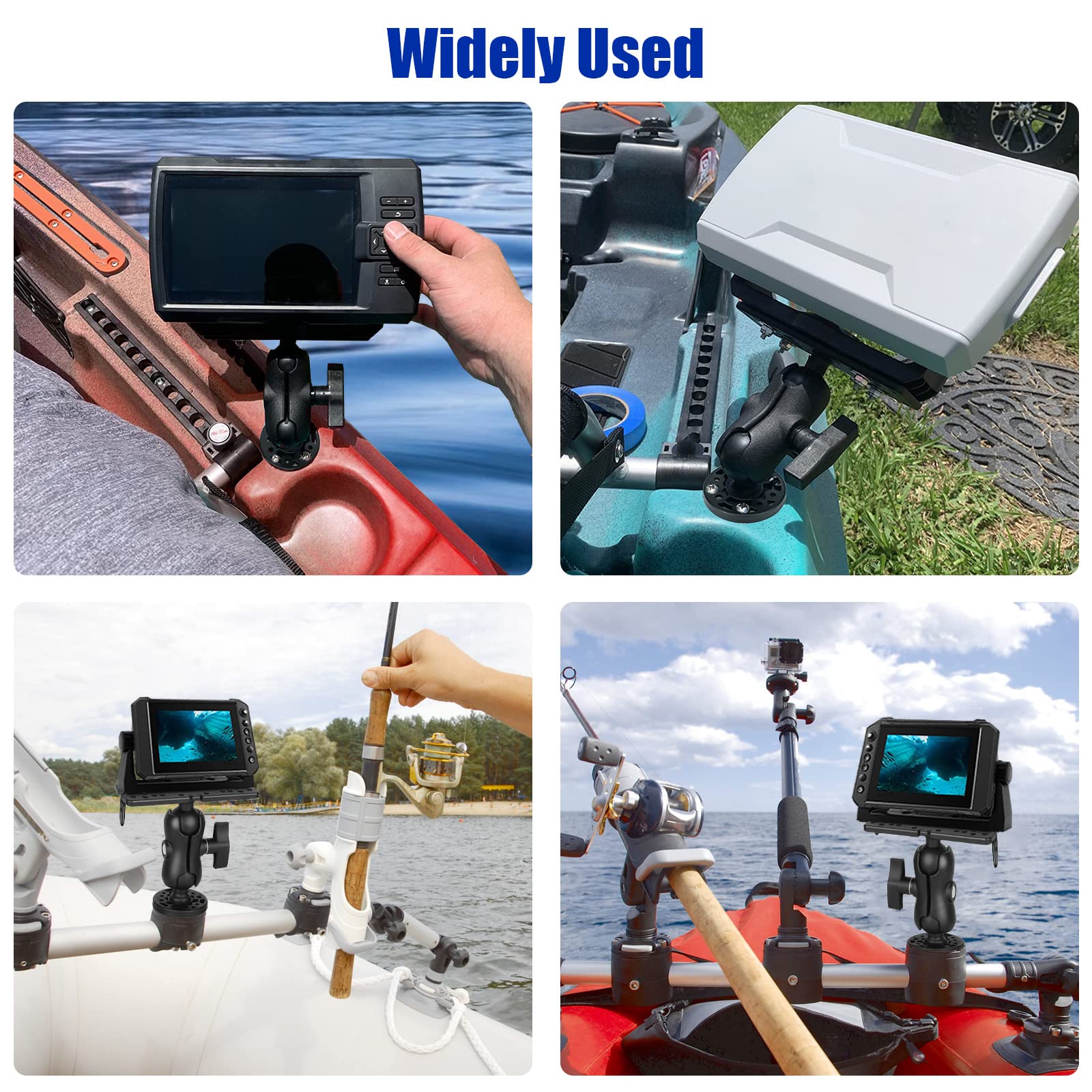 Fish Finder Mount Base, Marine Electronic Fish Finder Mount, Ball-Mount Fish Finder Bracket, 360° Rotation Fish Finder Holder, Universal Kayak Mounting Plate, Fish Finder Accessories for Boat Yacht