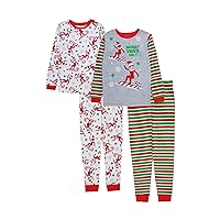 The Elf on the Shelf Boys' 4-Piece Snug-fit Cotton Pajama Set, Soft & Cute for Kids