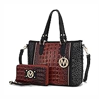 MKF Collection Tote Bag for Women & Wristlet Wallet, Vegan Leather Handbag Set Top-Handle Satchel Shoulder Handbag Purse