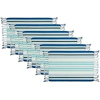 DII CAMZ11155 Woven Cotton Placemat with Decorative Fringe for Spring, Summer, Outdoor Parties, Family Dinner, Weddings and Everyday Use, 13x19, Tidal Stripe