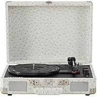 Crosley CR8005F-WO Cruiser Plus Vintage 3-Speed Bluetooth in/Out Suitcase Vinyl Record Player Turntable, White Ostrich Crosley CR8005F-WO Cruiser Plus Vintage 3-Speed Bluetooth in/Out Suitcase Vinyl Record Player Turntable, White Ostrich