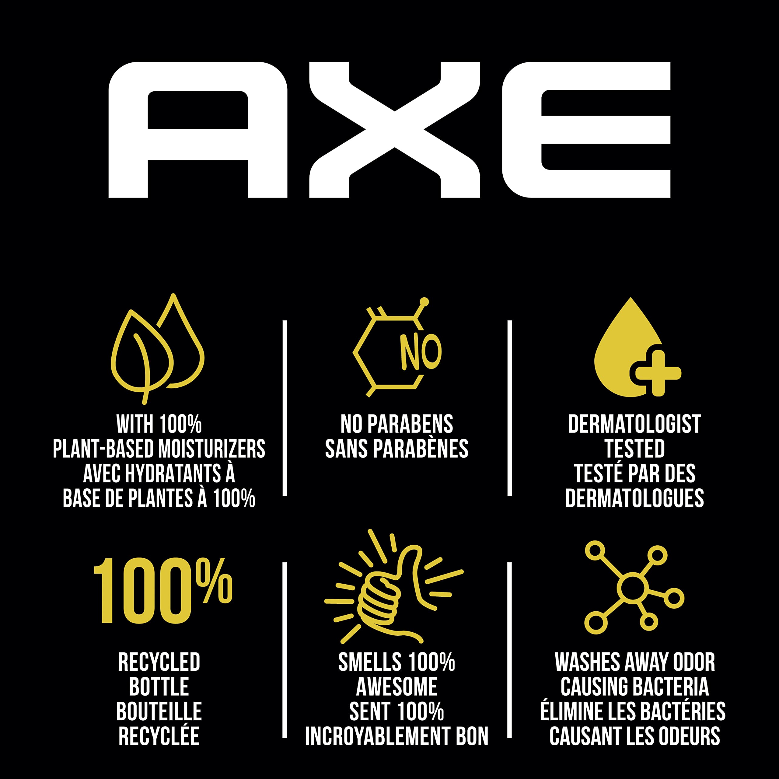 AXE Body Wash Charge & Hydrate Sports Blast Energizing Citrus Scent Men's Body Wash, 100 percent Recycled Bottle, 16 Fl Oz (Pack of 4)