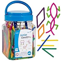 21359 Junior GeoStix - Mini Jar Set of 160 - Geometric Construction Sticks - Build 2D Shapes and Pictures - Math Manipulative for Kids - Ages 3+