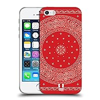 Head Case Designs Round Red Classic Paisley Bandana Soft Gel Case Compatible with Apple iPhone 5 / iPhone 5s / iPhone SE 2016