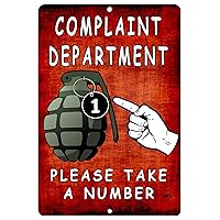 Funny Sarcastic Metal Tin Retail Store Business Sign Wall Decor Man Cave Bar Complaint Department Take a Number
