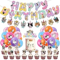 Cat Birthday Party Decoration Set, Cute Cat Party Supplies for Kids Who Love Meowing Cats, Cat-Themed Party Gift Decoration Set