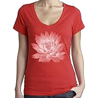 Ladies Lotus Flower V-Neck Tee Shirt
