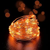 Set of 2 Battery Operated Mini Led Fairy Light Indoor String Light with Timer 6 Hours on/18 Hours Off for Christmas Party Decoration,30 LED,10 Feet Silver Wire (Orange Color)