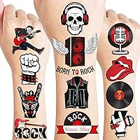 90 PCS Born To Rock N Roll Rocks Temporary Tattoos Themed Music Band Birthday Party Decorations Favors Supplies Decor Rockstar Guitar Tattoo Stickers Gifts For Kids Boys Girls School Prizes Carnival
