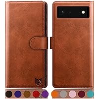 SUANPOT for Google Pixel 6 5G with RFID Blocking Wallet case Credit Card Holder,Flip Book PU Leather Phone case Shockproof Cover Cellphone Women Men for Google Pixel6 case Wallet (Light Brown)