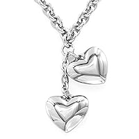 ELYA Jewelry Womens Stainless Steel Dangling Hearts Pendant Necklace, White, One Size