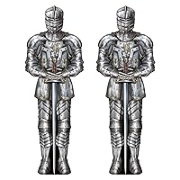 Beistle Knight Suit of Armor Photo Prop Backdrop, 6' Tall, Set of 2 - Medieval Themed Party Decoration, Cut Out Fantasy Decor