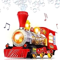 Bubble Blowing Toy Train with Lights & Sounds, Bump and Go Toddler Train Toys for Around The Tree, Kids Bubble Machine, for Boys & Girls Ages 1-6