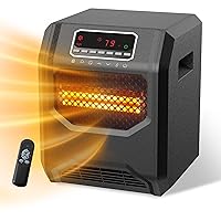 Space Heater for Indoor Use, 1500W Electric Room Heaters Infrared Quartz Heaters with Thermostat, Portable Space Heater with 6 Heating Elements and Remote Control for Office Bedroom