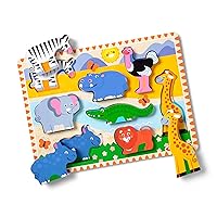 Melissa & Doug Safari Wooden Chunky Puzzle (8 pcs) - Wooden Puzzles for Toddlers, Animal Puzzles For Kids Ages 2+ - FSC-Certified Materials , 12
