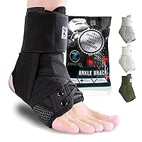 Z ATHLETICS Zenith Ankle Brace, Lace Up Adjustable Support – for Running, Basketball, Injury Recovery, Sprain! Ankle Support Wrap for Men, Women, and Children (Black, Medium)