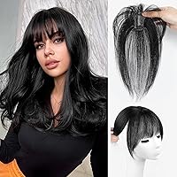 Clip in Bangs Hair Clip 100% Real Human Hair Toppers for women Clip on Bangs Human Hair with Lace Topper Bangs 360°Cover Clip on Bangs for Women Wispy Fake Bangs for Daily Wear