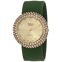 TKO Women's Crystal Slap Watch with Crystal Bezel & Colorful Silicone Rubber Wrist Strap