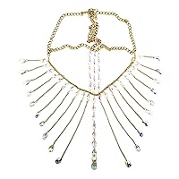 Tipmant Sexy Women Masquerade Masks Face Chain with Crystal Pendant for Parties Ball Belly Dance Stage Cosplay Metal Gold