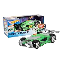 Hot Wheels Color Crashers Mach Speeder, Motorized Toy Car with Lights & Sounds, Green, Kids Toys for Ages 3 Up by Just Play
