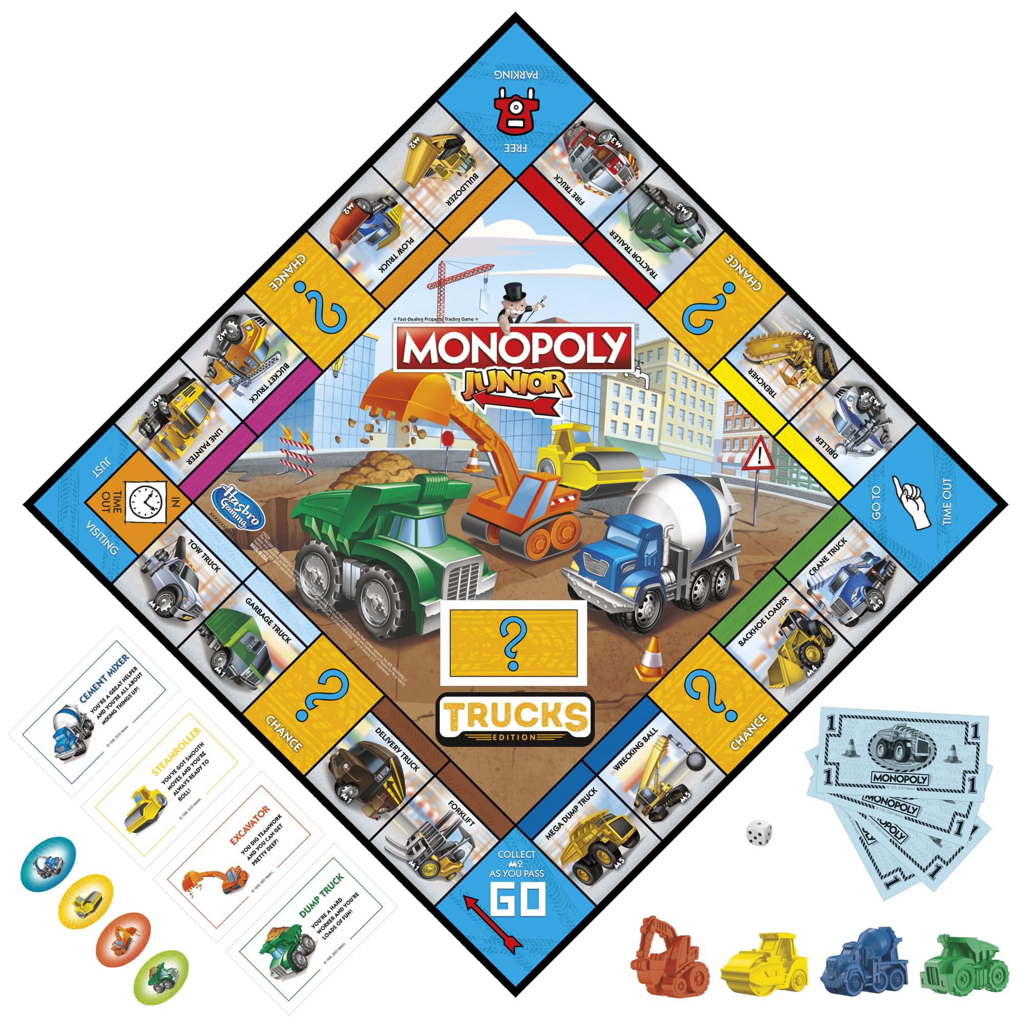 Hasbro Gaming Monopoly Junior: Trucks Edition Board Game, Monopoly Game for Kids Ages 5+, Kids Board Games for 2-4 Players, Kids Games, Kids Gifts (Amazon Exclusive)