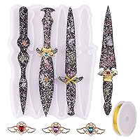 Dagger Resin Sword Silicone Molds with 4 Different Shapes,Casting Epoxy Resin Mold Kit for Keychain,Toy,Halloween Cosplay Art,Home Decoration,DIY Crafts Making