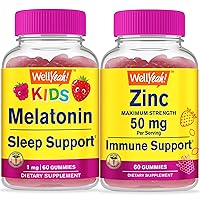 Melatonin Kids + Zinc, Gummies Bundle - Great Tasting, Vitamin Supplement, Gluten Free, GMO Free, Chewable Gummy