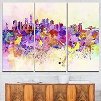 Authentic Dutch Architecture Extra Large Cityscape Wall Art on Canvas, 36x28-3 Panels, Purple/Pink