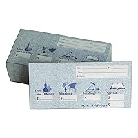 Church Offering/Tithe Donation Envelopes, Friendly Welcome Message, Missions, Building & Special, Simple Design, Easy-open Tab, Fits Bills & Checks - Blue - Box of 500